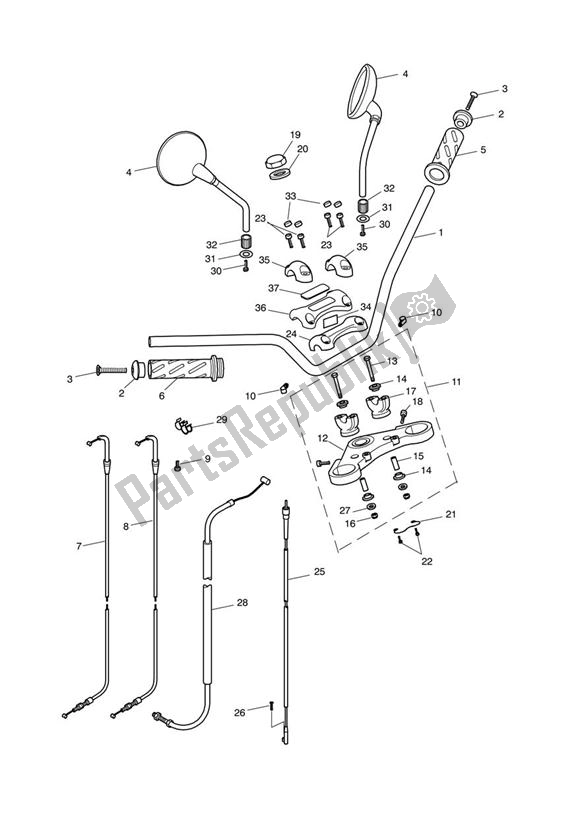 Todas las partes para Handlebars, Top Yoke, Cables & Mirrors de Triumph Bonneville & T 100 EFI 865 2007 - 2010