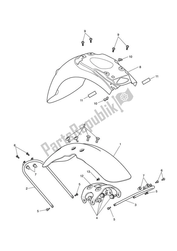 All parts for the Mudguards of the Triumph Bonneville & T 100 EFI 865 2007 - 2010