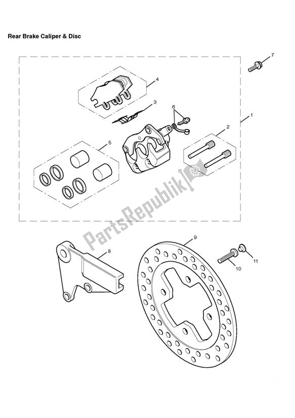 Toutes les pièces pour le Rear Brake Caliper & Disc du Triumph Bonneville & T 100 EFI 865 2007 - 2010