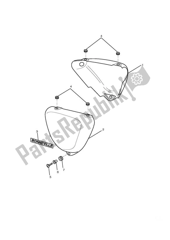 All parts for the Bodywork, Side Panels of the Triumph Bonneville EFI VIN: > 380776 865 2007 - 2010