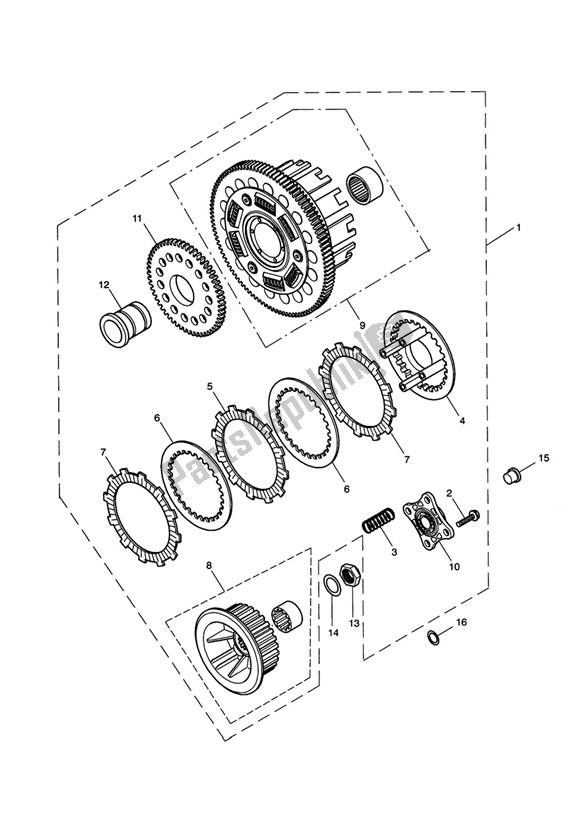 All parts for the Clutch of the Triumph Bonneville EFI VIN: > 380776 865 2007 - 2010