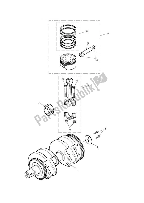 Todas las partes para Crankshaft, Connecting Rods & Pistons de Triumph Bonneville EFI VIN: > 380776 865 2007 - 2010