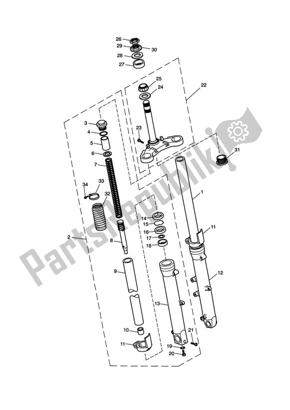 All parts for the Front Forks & Lower Yoke of the Triumph Bonneville EFI VIN: > 380776 865 2007 - 2010