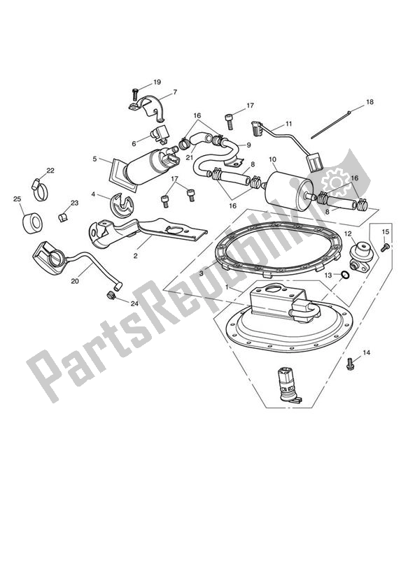 All parts for the Fuel Pump & Fittings of the Triumph Bonneville EFI VIN: > 380776 865 2007 - 2010