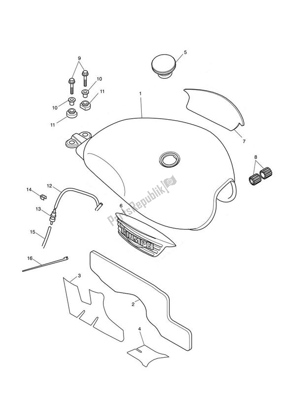 All parts for the Fuel Tank & Fittings of the Triumph Bonneville EFI VIN: > 380776 865 2007 - 2010