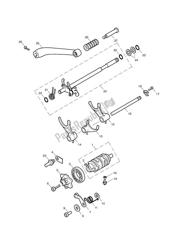 Todas as partes de Gear Selector & Pedal do Triumph Bonneville EFI VIN: > 380776 865 2007 - 2010