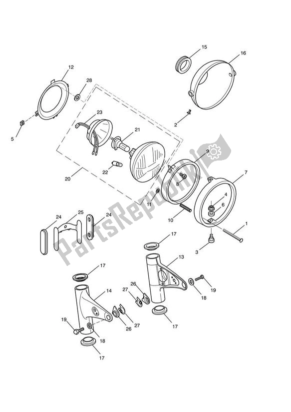 All parts for the Headlight Assembly of the Triumph Bonneville EFI VIN: > 380776 865 2007 - 2010