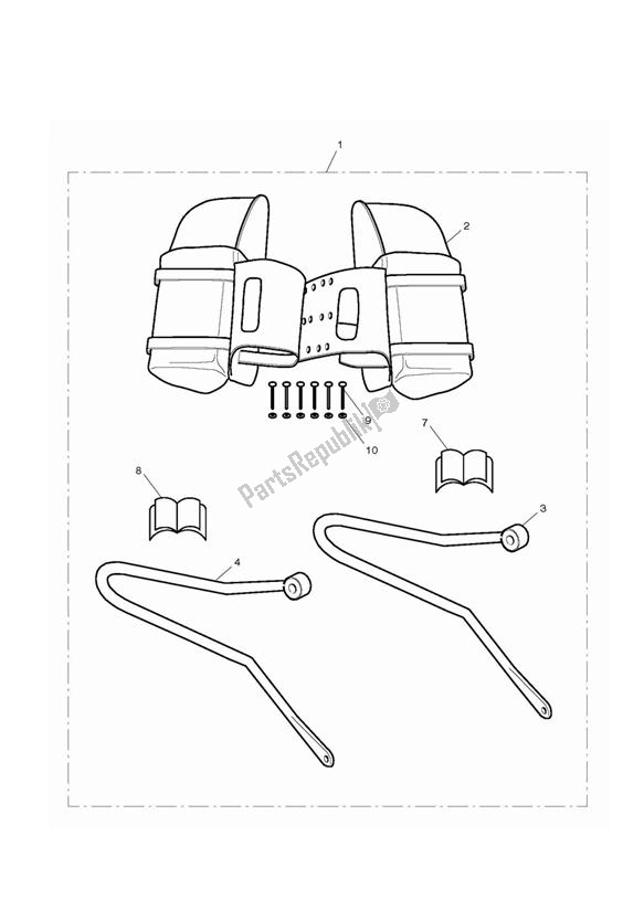 All parts for the Leather Panniers (teardrop) of the Triumph Bonneville EFI VIN: > 380776 865 2007 - 2010