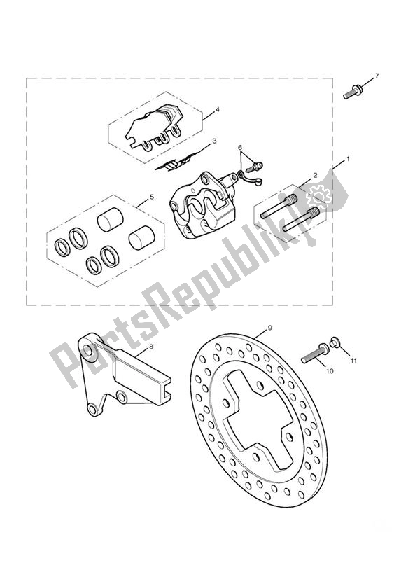 Toutes les pièces pour le Rear Brake Caliper & Disc du Triumph Bonneville EFI VIN: > 380776 865 2007 - 2010