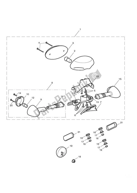 All parts for the Rear Light & Rear Indicators of the Triumph Bonneville EFI VIN: > 380776 865 2007 - 2010