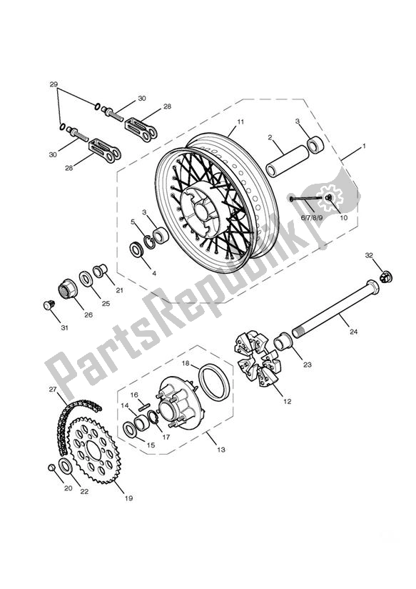 All parts for the Rear Wheel & Final Drive of the Triumph Bonneville EFI VIN: > 380776 865 2007 - 2010