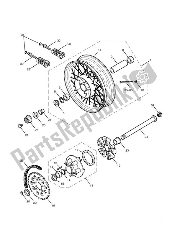 All parts for the Rear Wheel & Final Drive of the Triumph Bonneville EFI VIN: > 380776 865 2007 - 2010