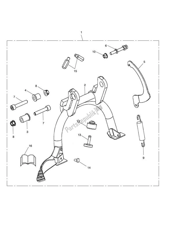 Alle onderdelen voor de Centre Stand Kit van de Triumph Bonneville VIN: > 380777/ SE 865 2007 - 2010
