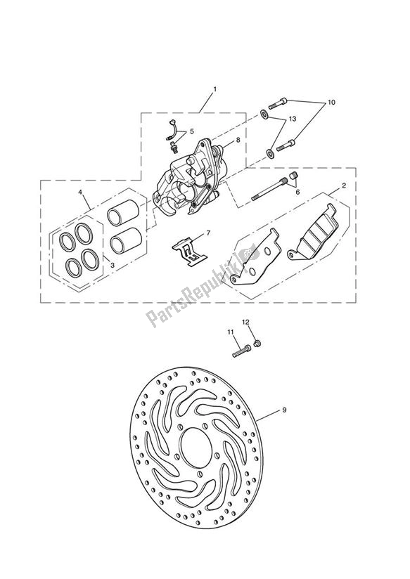 Todas las partes para Pinza De Freno Delantero Y Discos de Triumph Bonneville VIN: > 380777/ SE 865 2007 - 2010