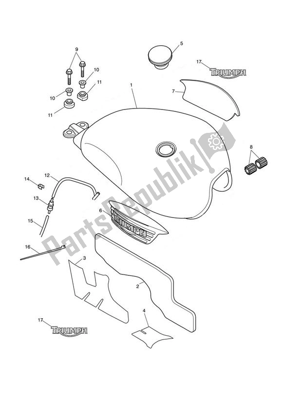 Todas las partes para Fuel Tank & Fittings de Triumph Bonneville VIN: > 380777/ SE 865 2007 - 2010