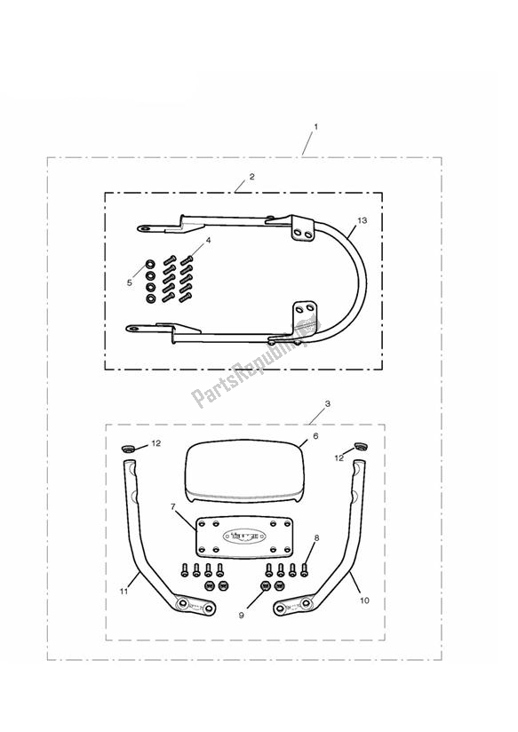 Todas as partes de Passenger Backrest Low Kit do Triumph Bonneville VIN: > 380777/ SE 865 2007 - 2010