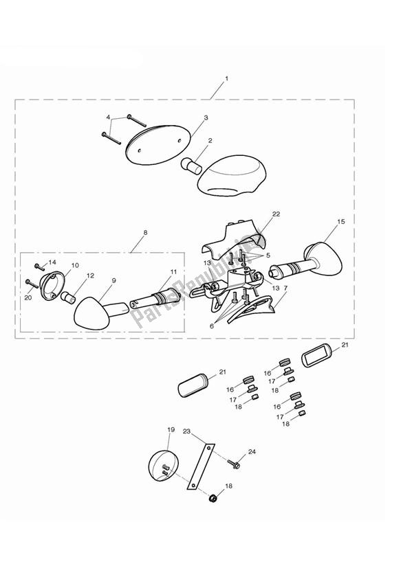Todas as partes de Rear Light & Rear Indicators do Triumph Bonneville VIN: > 380777/ SE 865 2007 - 2010