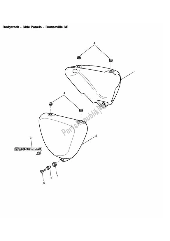 Todas las partes para Side Panels - Bonneville Se de Triumph Bonneville VIN: > 380777/ SE 865 2007 - 2010