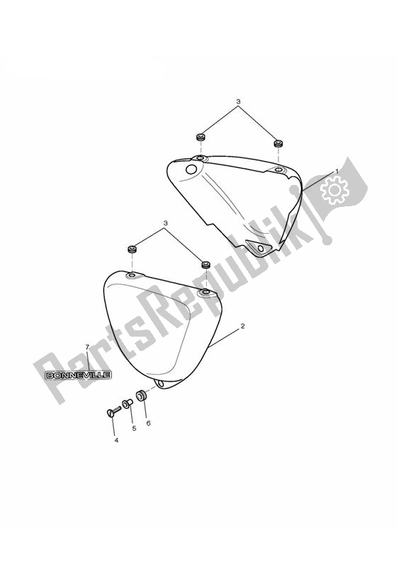 Todas las partes para Side Panels - Bonneville de Triumph Bonneville VIN: > 380777/ SE 865 2007 - 2010