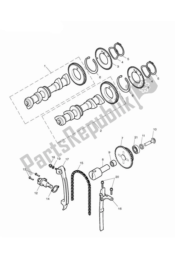 Todas las partes para árbol De Levas Y Transmisión Del árbol De Levas de Triumph Bonneville VIN: > 380777 & SE 865 2007 - 2010
