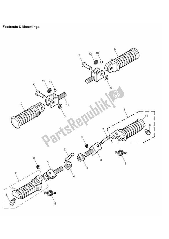 Todas as partes de Apoios Para Os Pés E Montagens do Triumph Bonneville VIN: > 380777 & SE 865 2007 - 2010