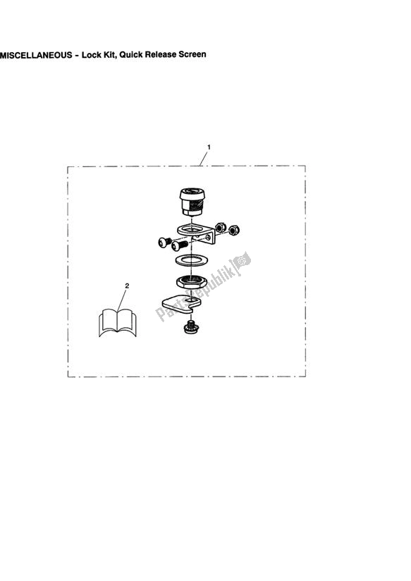 All parts for the Lock Kit, Quick Release Screen of the Triumph Bonneville VIN: > 380777 & SE 865 2007 - 2010