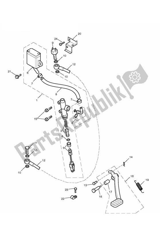 Alle onderdelen voor de Achterremhoofdcilinder, Reservoir En Pedaal van de Triumph Bonneville VIN: > 380777 & SE 865 2007 - 2010