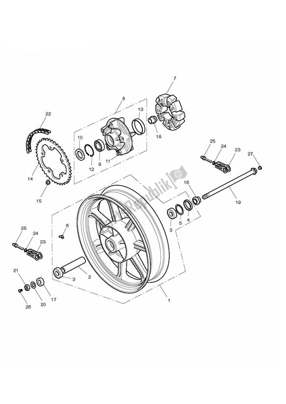 All parts for the Rear Wheel & Final Drive of the Triumph Bonneville VIN: > 380777 & SE 865 2007 - 2010