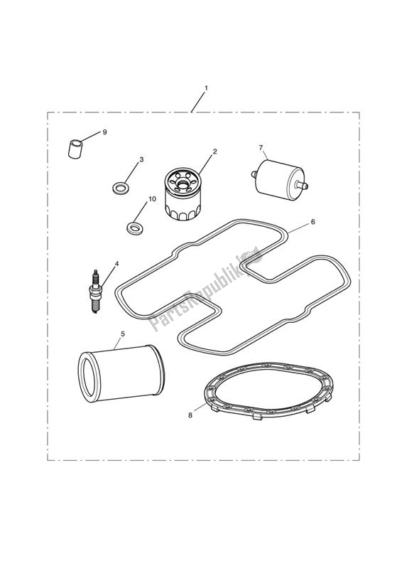 All parts for the Service Kit of the Triumph Bonneville VIN: > 380777 & SE 865 2007 - 2010