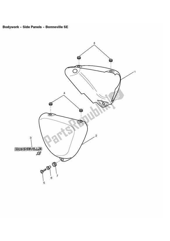 Todas las partes para Side Panels - Bonneville Se de Triumph Bonneville VIN: > 380777 & SE 865 2007 - 2010