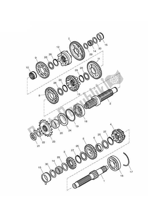 Todas las partes para Transmisión de Triumph Bonneville VIN: > 380777 & SE 865 2007 - 2010