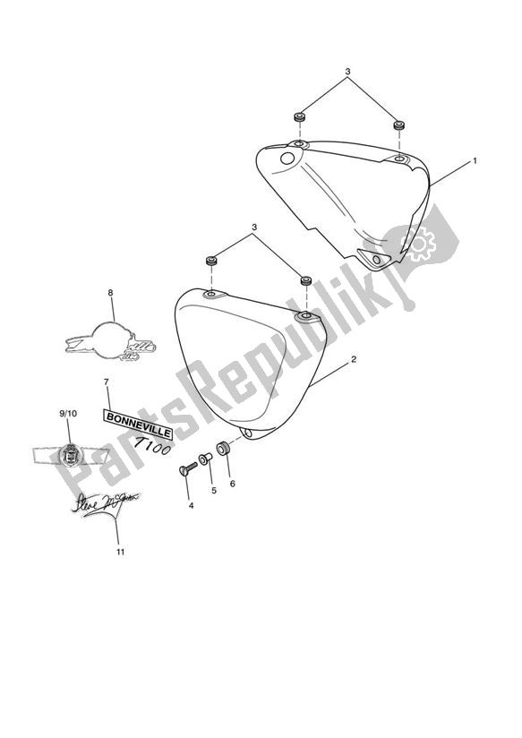 Todas las partes para Bodywork, Side Panels de Triumph Bonneville T 100 EFI 865 2007 - 2010