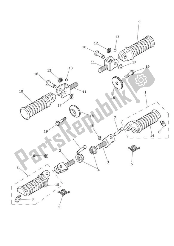 All parts for the Footrests & Mountings of the Triumph Bonneville T 100 EFI 865 2007 - 2010