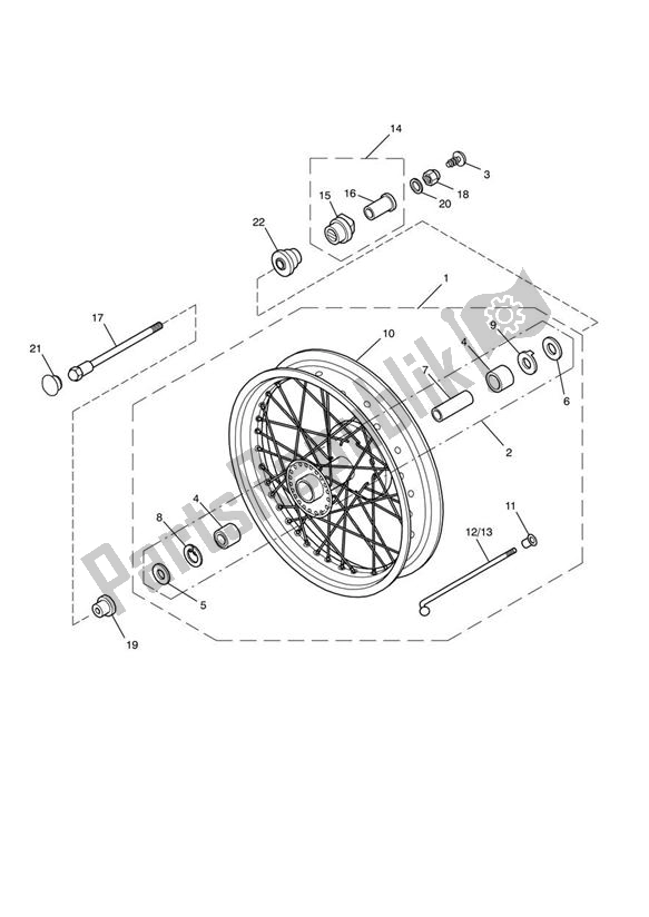 All parts for the Front Wheel of the Triumph Bonneville T 100 EFI 865 2007 - 2010