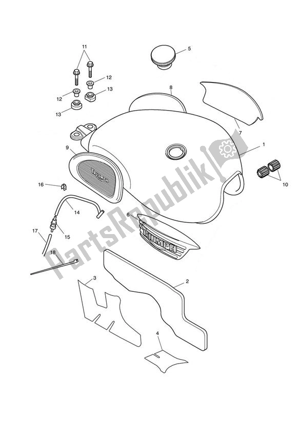 Todas las partes para Fuel Tank & Fittings - N/a Steve Mcqueen Edition de Triumph Bonneville T 100 EFI 865 2007 - 2010