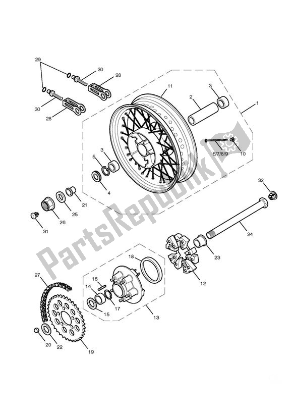 Todas las partes para Rueda Trasera Y Transmisión Final de Triumph Bonneville T 100 EFI 865 2007 - 2010