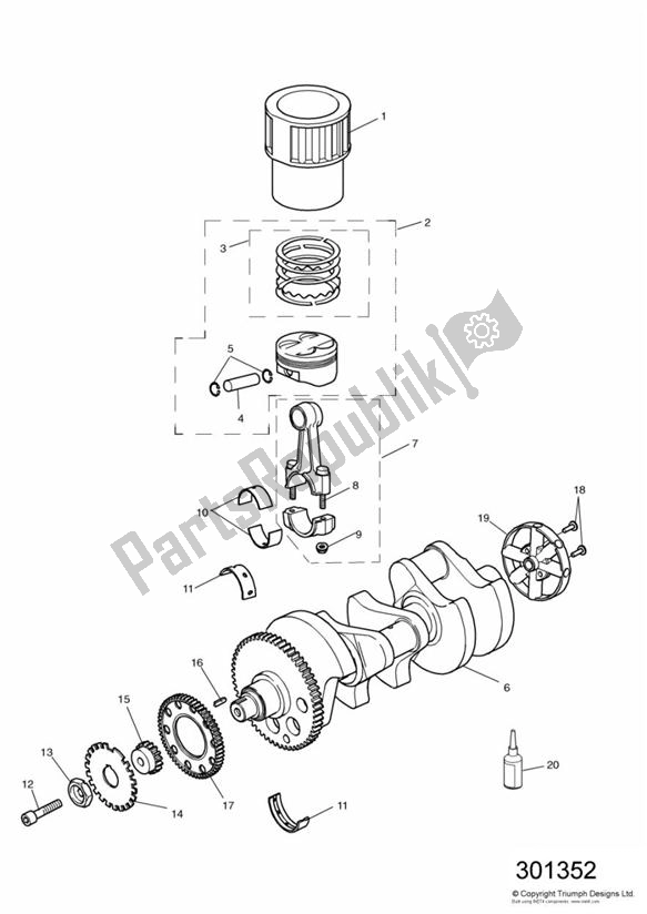 Todas las partes para Crankshaft/conn Rod/pistons And Liners de Triumph Daytona 595 / 955I 1997 - 2001