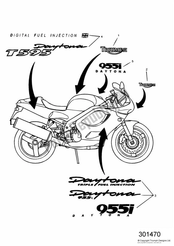 Todas las partes para Calcomanías de Triumph Daytona 595 / 955I 1997 - 2001