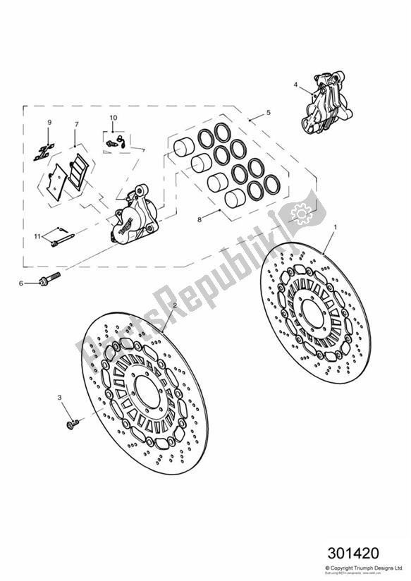 Todas las partes para Front Brake Caliper And Disc de Triumph Daytona 595 / 955I 1997 - 2001