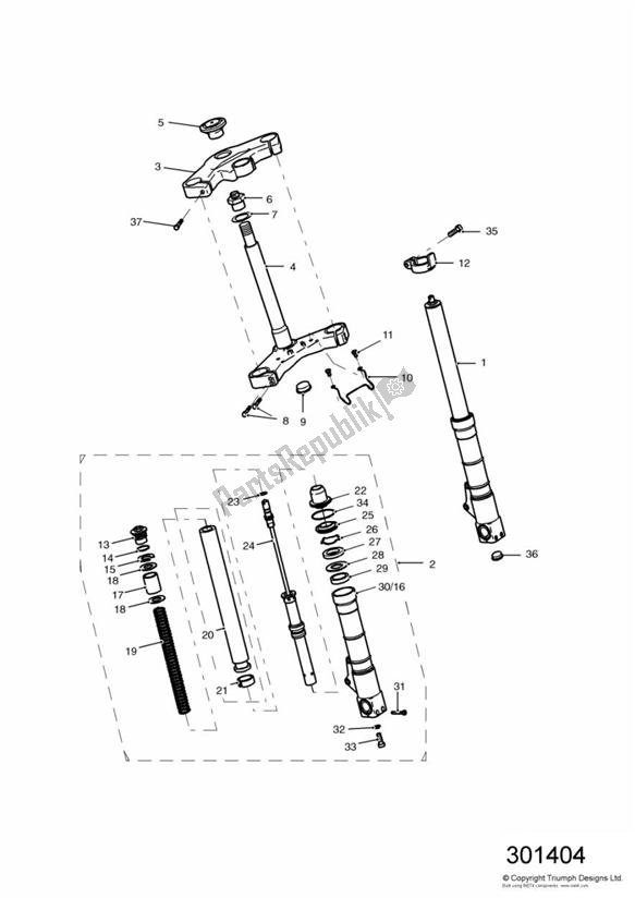 All parts for the Front Forks And Yokes of the Triumph Daytona 595 / 955I 1997 - 2001