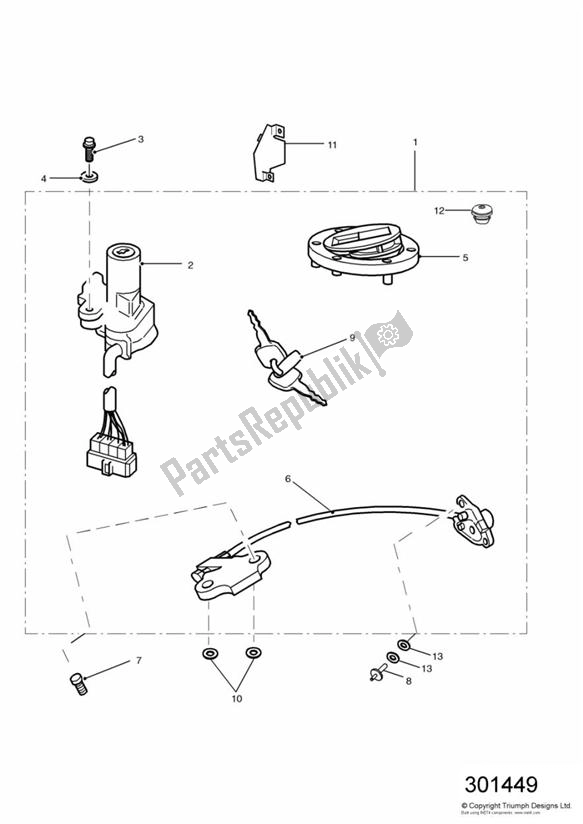 Todas las partes para Interruptor De Encendido Y Juego De Cerradura de Triumph Daytona 595 / 955I 1997 - 2001