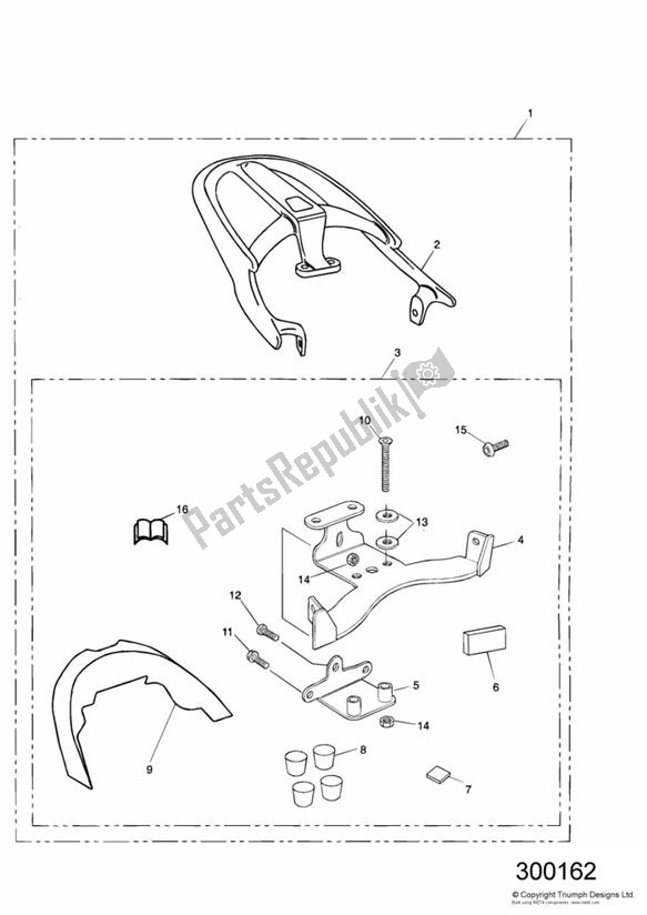 Todas las partes para T5 Luggage Rack Kit de Triumph Daytona 595 / 955I 1997 - 2001