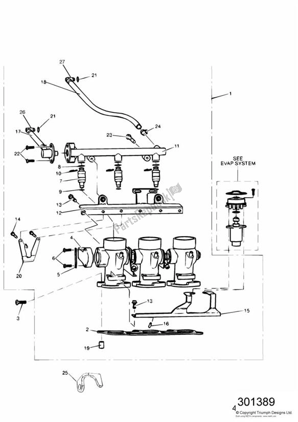 Todas las partes para Throttles/injectors And Fuel Rail 71699 > de Triumph Daytona 595 / 955I 1997 - 2001