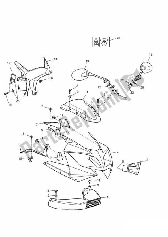 All parts for the Bodywork - Cockpit And Mirrors of the Triumph Daytona 600 & 650 2004 - 2008