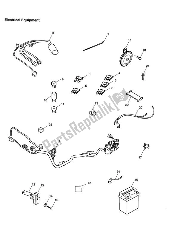 All parts for the Electrical Equipment of the Triumph Daytona 600 & 650 2004 - 2008