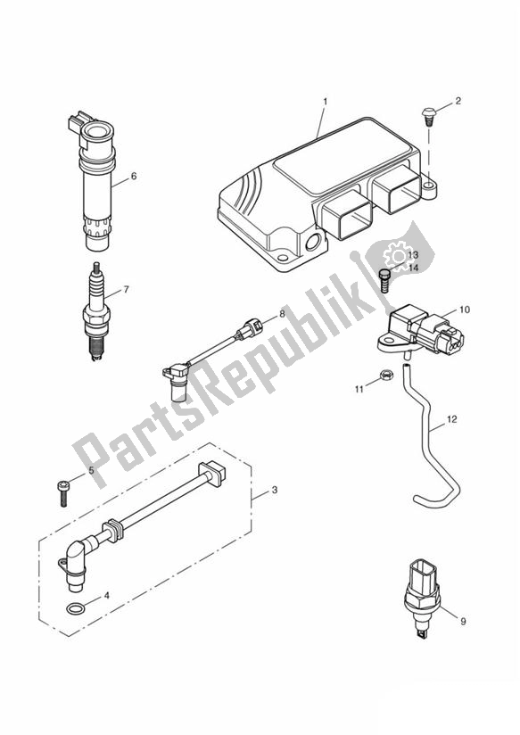 All parts for the Engine Management System of the Triumph Daytona 600 & 650 2004 - 2008