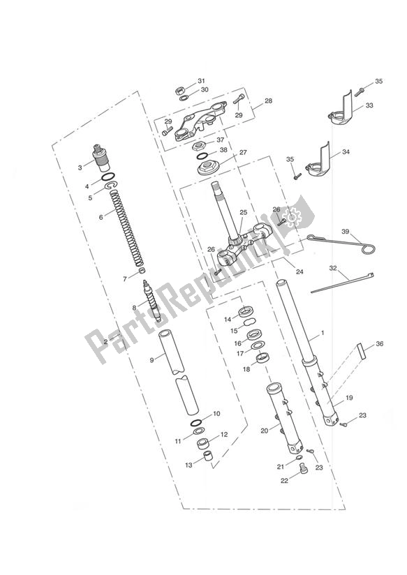 All parts for the Front Forks And Yokes of the Triumph Daytona 600 & 650 2004 - 2008