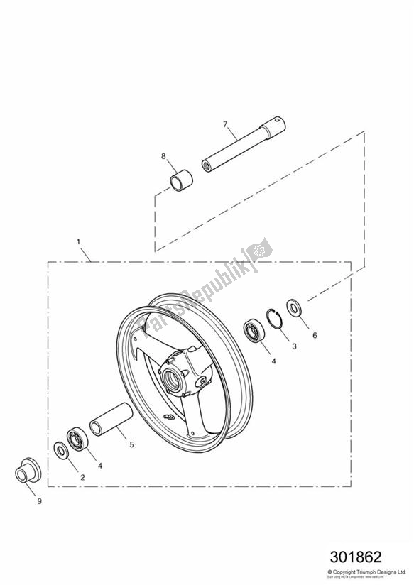 Tutte le parti per il Ruota Anteriore del Triumph Daytona 600 & 650 2004 - 2008