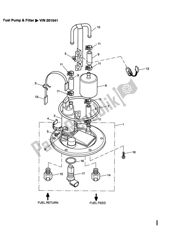 All parts for the Fuel Pump And Filter > Vin 201541 of the Triumph Daytona 600 & 650 2004 - 2008