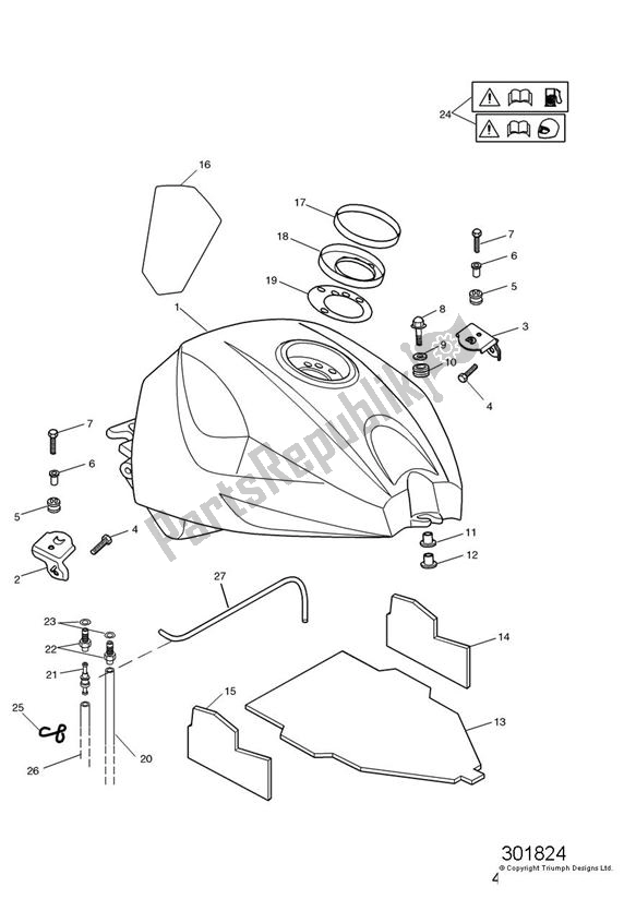 All parts for the Fuel Tank And Fittings > 189197 of the Triumph Daytona 600 & 650 2004 - 2008